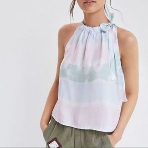 Anthropologie Cloth & Stone Tie Neck Halter Tie Dye Tank